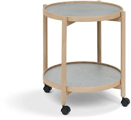 Thomsen Furniture James tray table - Oak/Stone imitation dark grey/Granite grey stone Ø50 cm