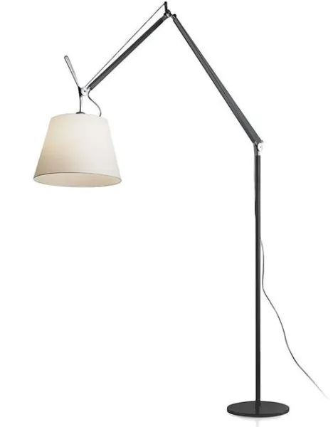 Artemide Tolomeo Mega Floor Lamp Black Body 32 cm Parchment Shade with Dimmer
