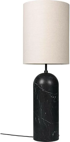 GUBI Gravity Floor Lamp Black Marble and Linen Shade XL High