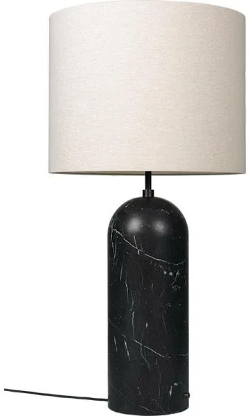 GUBI Gravity Floor Lamp Black Marble and Linen Shade XL Low