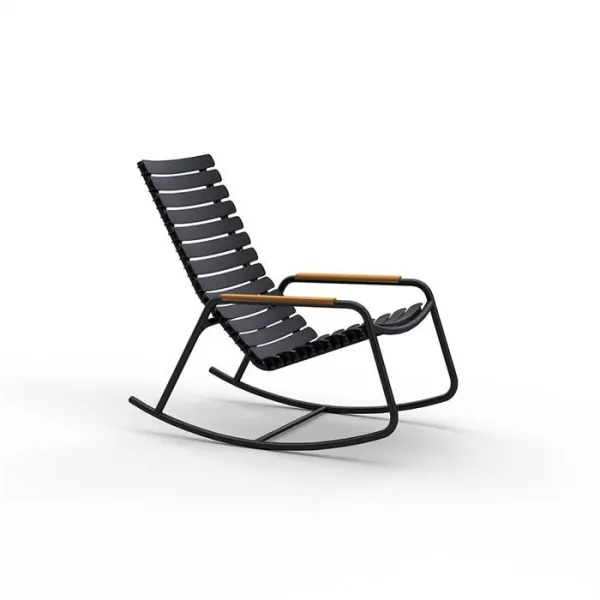 HOUE ReCLIPS rocking chair made of recycled plastic with bamboo - Black