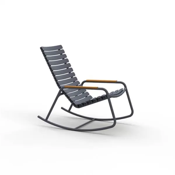 HOUE ReCLIPS rocking chair made of recycled plastic with bamboo - Dark Grey