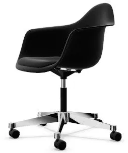 Vitra Eames Plastic PACC Office Chair with Upholstered Seat and Swivel Black/Deep Black