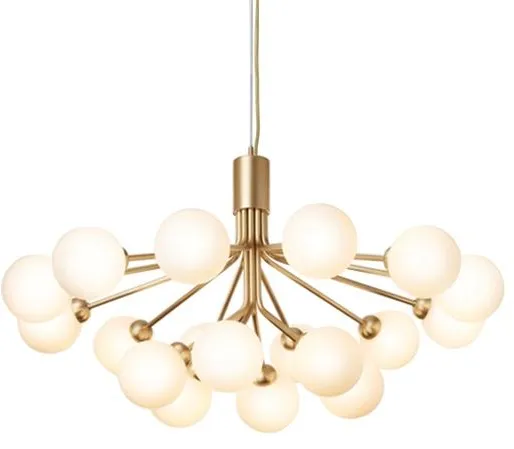 Nuura Apiales 18 Chandelier Brass and Opal Glass