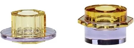 Hübsch Kiosk Candle Holders Amber/Purple Set of 2