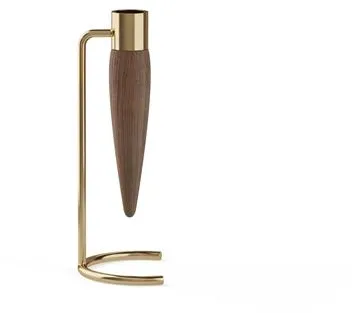 Audo Umanoff Candle Holder Polished Brass/Walnut