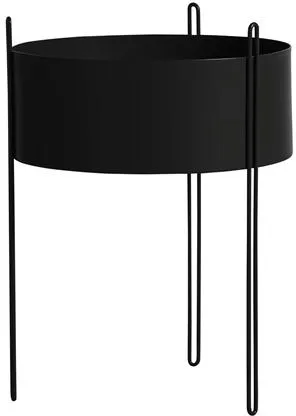 Woud Pidestall Indoor Plant Large Black