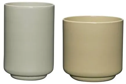 Hübsch Deux Potte Set of 2 Light Green/Sand