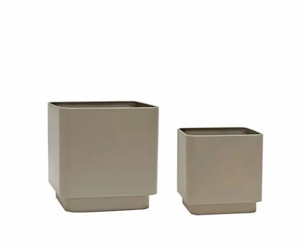 Hübsch Cube Flowerpot Set of 2 Brown