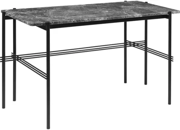 GUBI TS Desk 120 x 60 cm with black frame and grey Emperador marble top