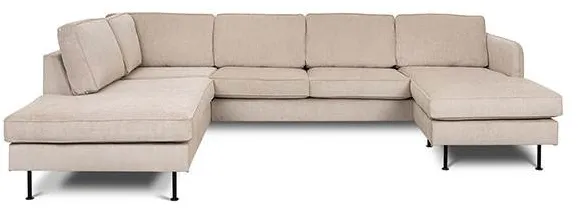 Læsø sofa w. chaise longue and open-end - 288 x 210 cm - beige velvet - right-facing