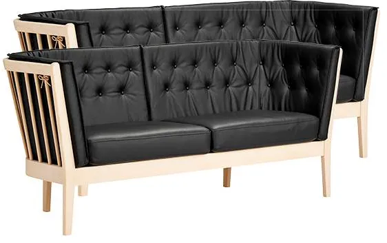 Stouby Maria sofa set 2+3 pers. - beech - black leather