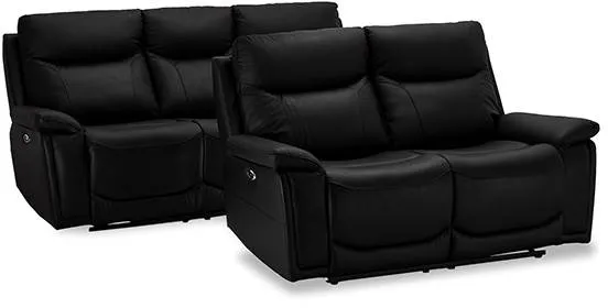 Bremen sofa set in black leather - 2 + 3 pers.