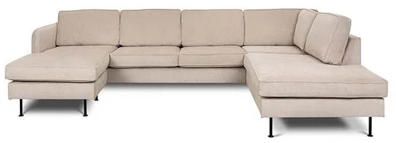 Læsø sofa with chaise longue and open-end - 288 x 210 cm - beige velvet - Left-facing