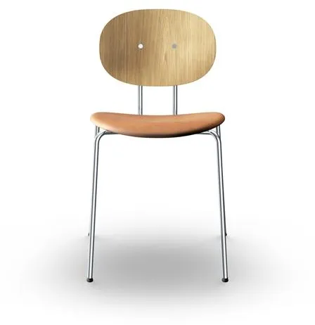 Sibast Furniture Piet Hein Dining Chair Chrome Oak and Cognac Leather